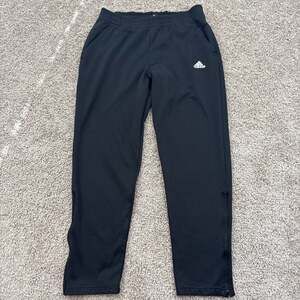 Adidas Training Pants Mens Medium Black Tapered Track Jogger Athletic Logo EUC